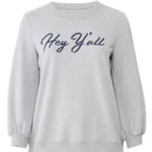 Draper James for ELOQUII Hey Y'all Sweatshirt - Heather Grey, 14/16